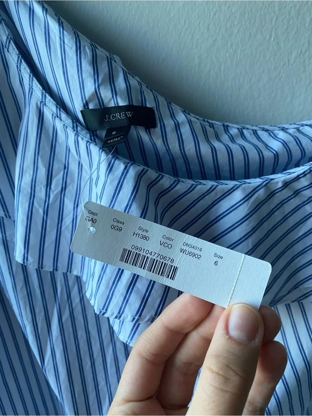 J.Crew Top Striped One Shoulder Ruffle Blouse Sz 6